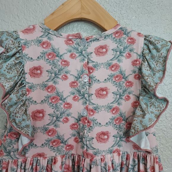 🔴3/$20 Ruffles Pink & Gray Floral Dress - Picture 5 of 6